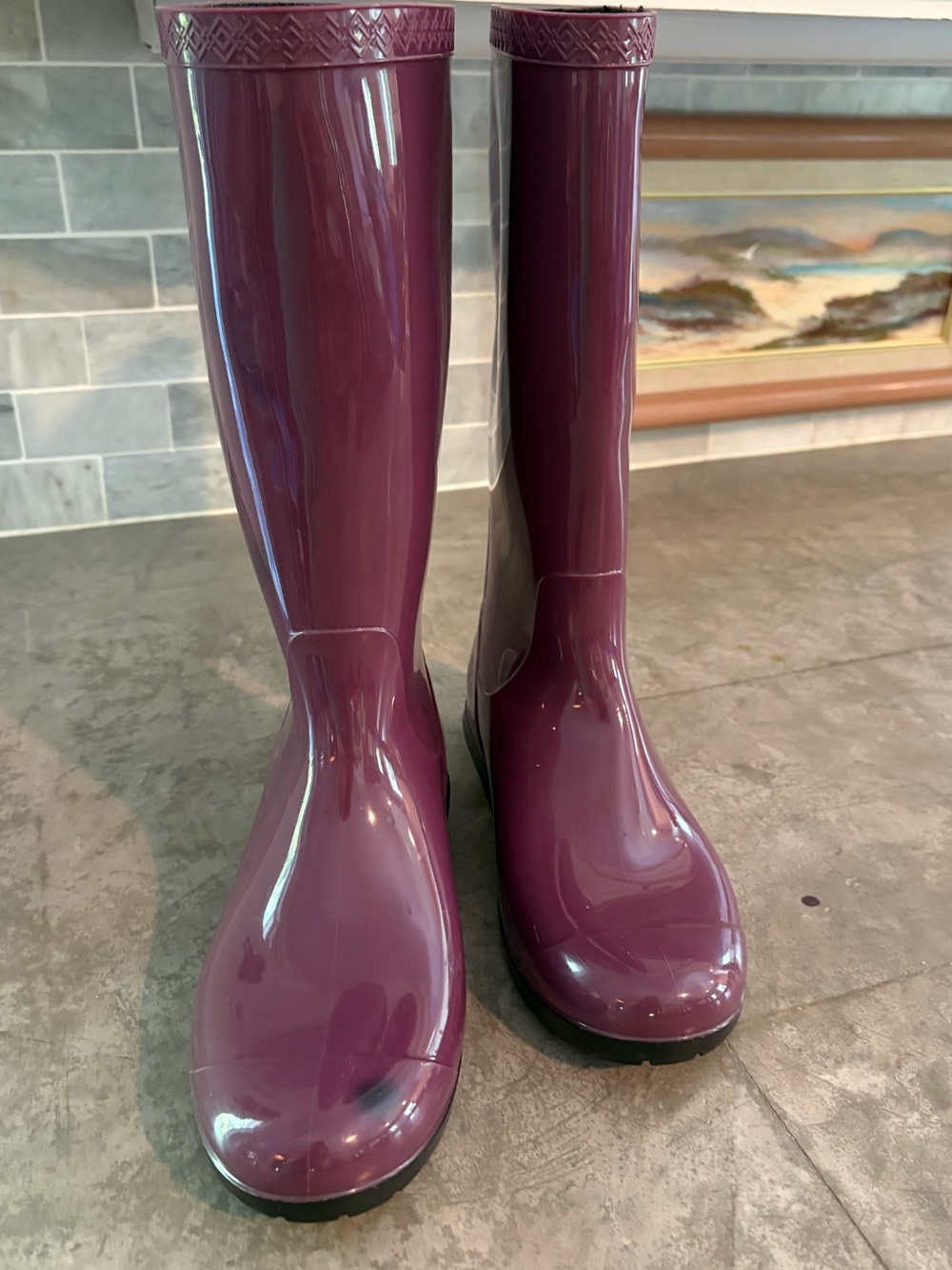 UGG Women's Glossy Plum Tall Rain Boots - Picture 3 of 9